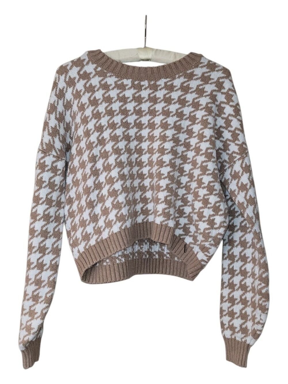 Hollister Houndstooth Check Print Cropped Sweater XS